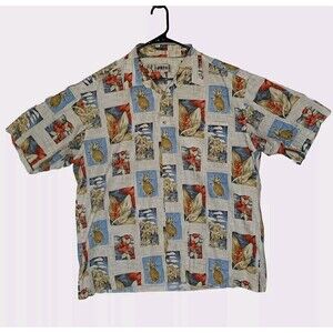 Vintage Campia Moda Hawaiian Shirt Mens Sz XL Short Sleeve Geometric 100% Cotton